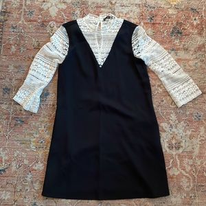 Zara White Lace/ Black Dress